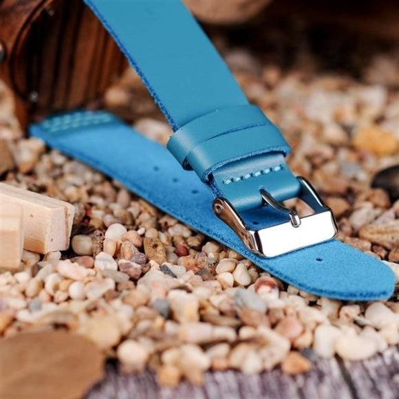 Women\'s Bamboo Stylish Wooden Watch with Blue Cowhide Leather Strap main image 5